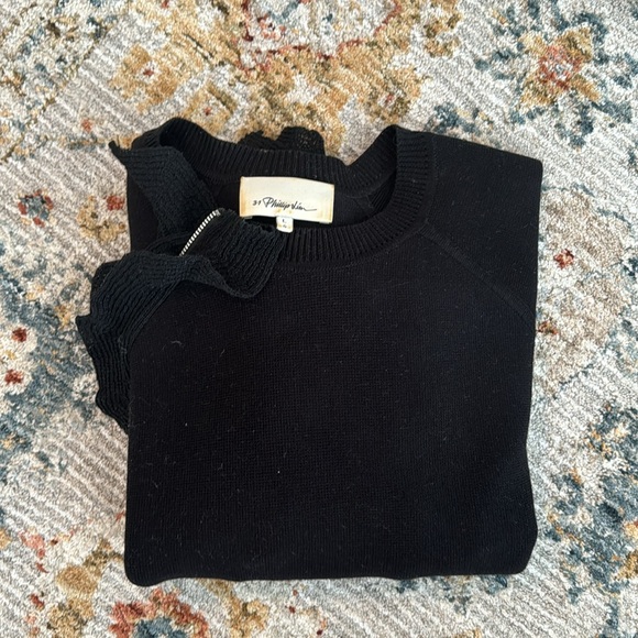 3.1 Phillip Lim Cropped Ruffle Zipper Sweater - Picture 5 of 5